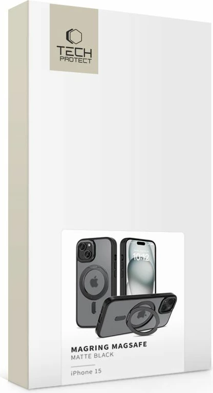 Mbështjellës Tech-Protect MagRing MagSafe për iPhone 15, i zi