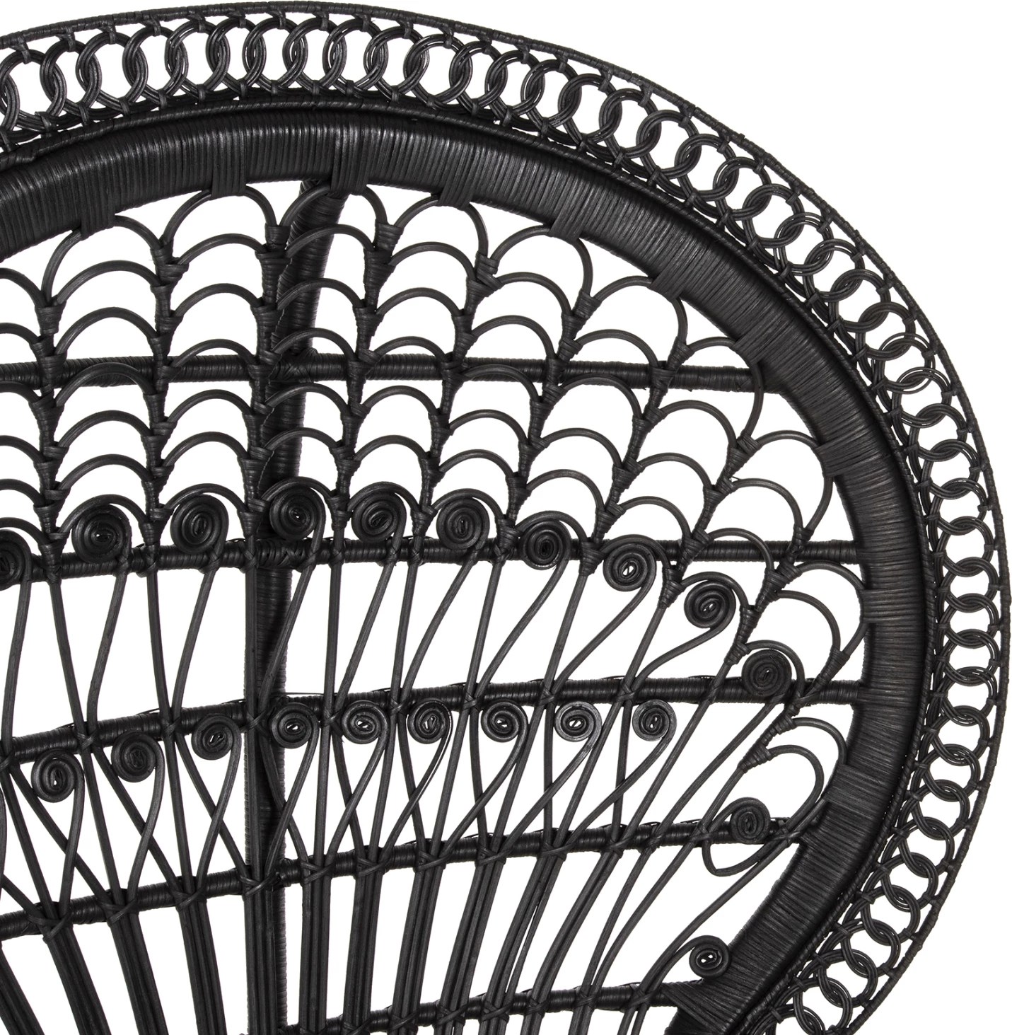 Karrige mbretërore palloi, FH9342.03, rattan, ngjyrë e zezë, jastëk kafe, 114x72x150H cm