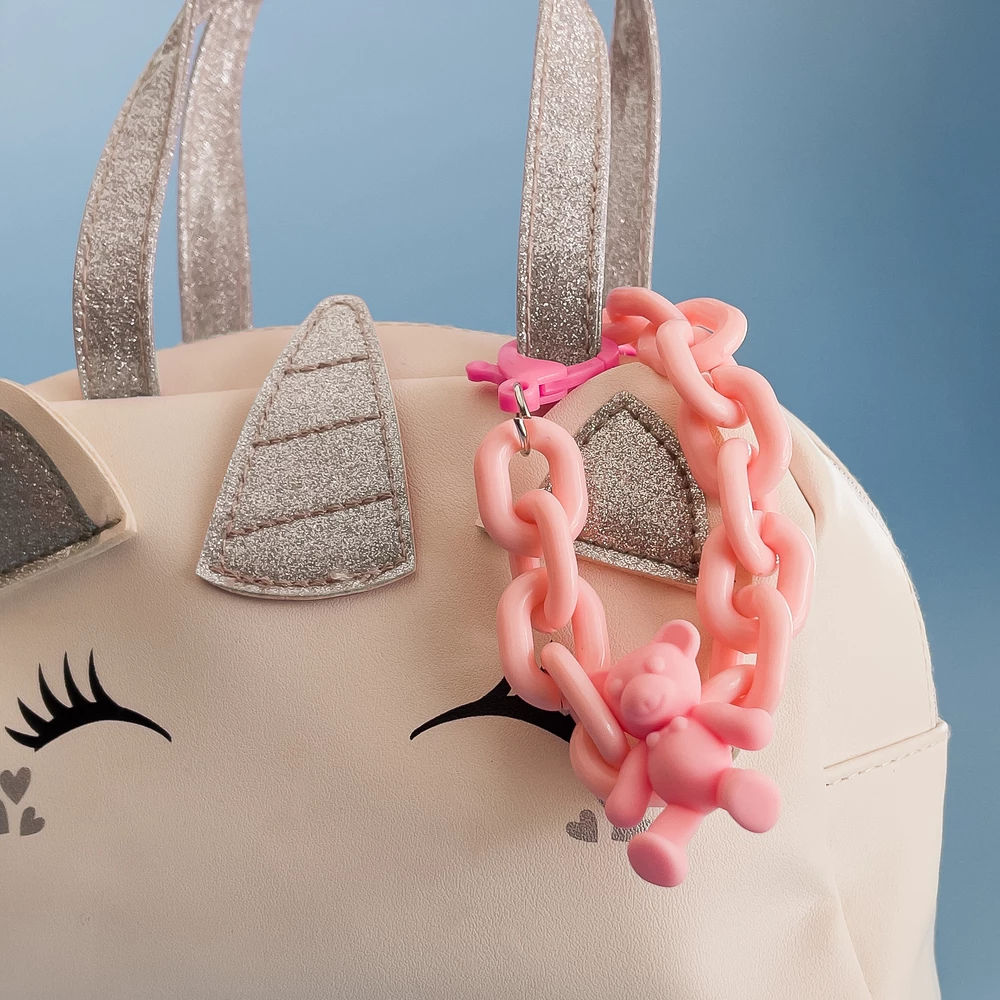 Varëse zinxhir shumëngjyrëshe Hurtel Color Chain me arush, për celular, çantë, portofol, e verdhë