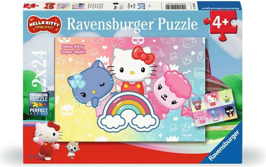 Puzzle për fëmijë Ravensburger Hello Kitty 2x24 pjesë, shumëngjyrësh