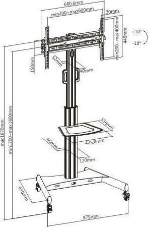 Stendë dyshemeje për TV Techly ICA-TR35 32"-65" 35kg, e lëvizshme, tilt ±10°, VESA deri 600x400, e zezë
