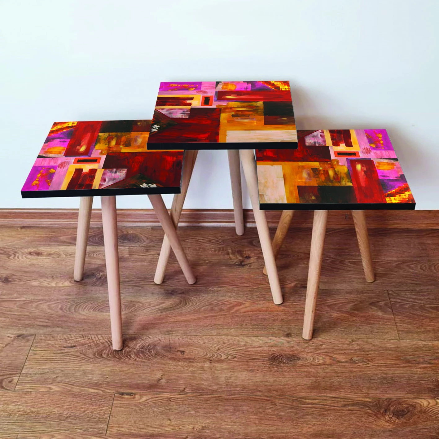 Set tavolinash ndihmëse, 3 copë, shumëngjyrëshe, Skye Decor, 3Shp55