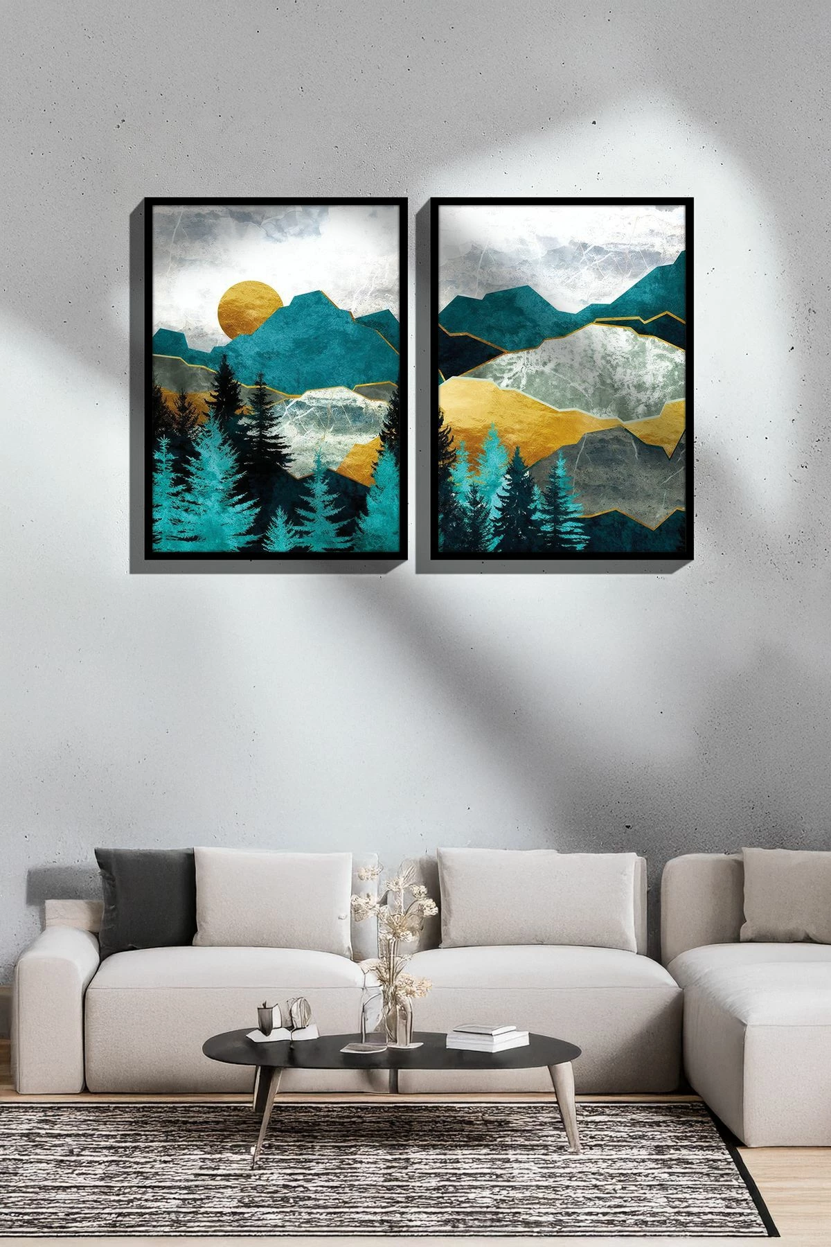 Pikturë dekorative me kornizë (2 copë), Wallity, Ersy2Lımodel25-Sıyah