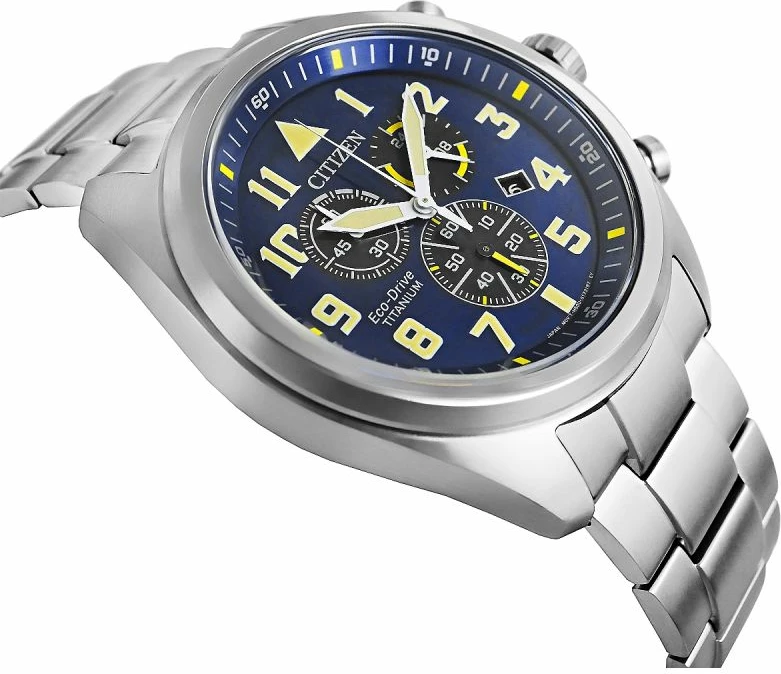 Orë dore për meshkuj Citizen, titanium, e kaltër