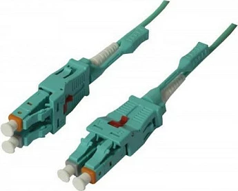 Kabllo optike Synergy21 LWL OM3 LC-LC, 15m, 50/125µm, Uniboot, Push/Pull, 2mm, aqua