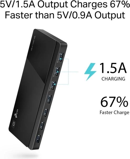 Hub USB TP-LINK UH700 V5, 7-port USB 3.0 (deri 5 Gb/s), me adaptor rryme, i zi, set