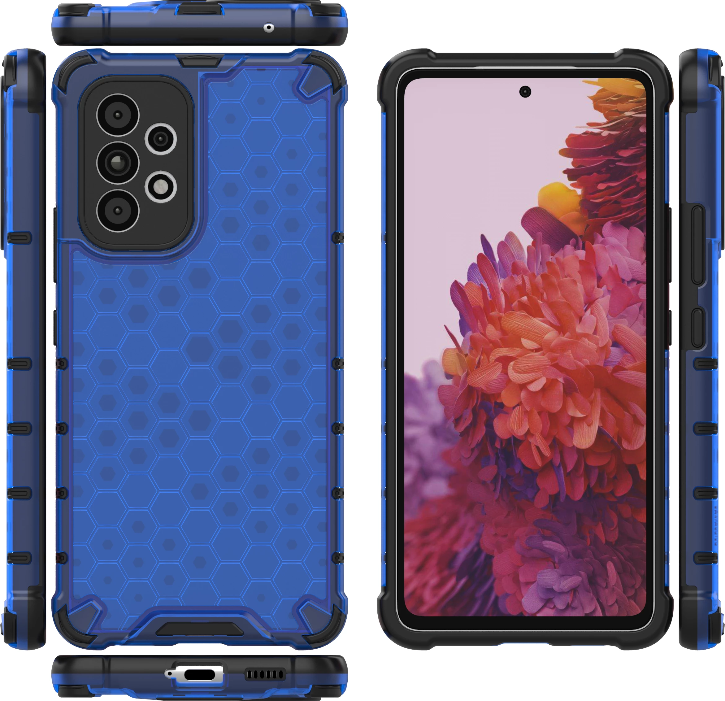 Mbështjellës Hurtel për Samsung Galaxy A73, honeycomb, xhel, Kaltër