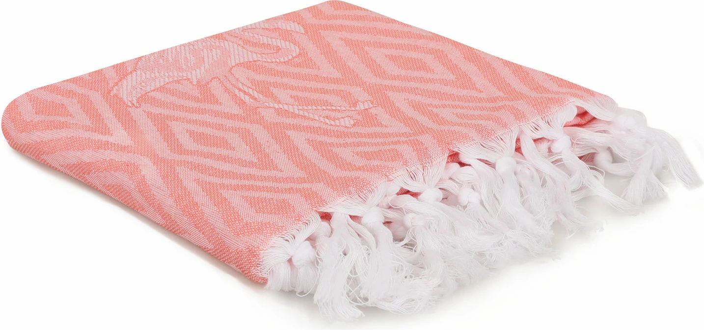 Peshqir plazhi Fouta, model Flamingo, ngjyrë salmon