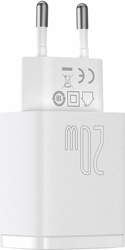 Karikues muri Baseus CCXJ-B02, 20W, 2 porta (USB-A & USB-C), i bardhë