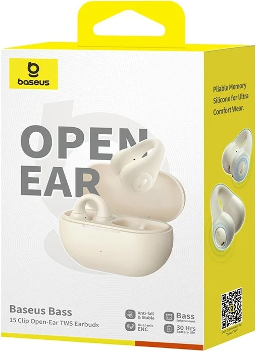 Kufje Baseus Bass 15 Clip Open Ear, True Wireless Stereo (TWS), Bluetooth, Bardhë
