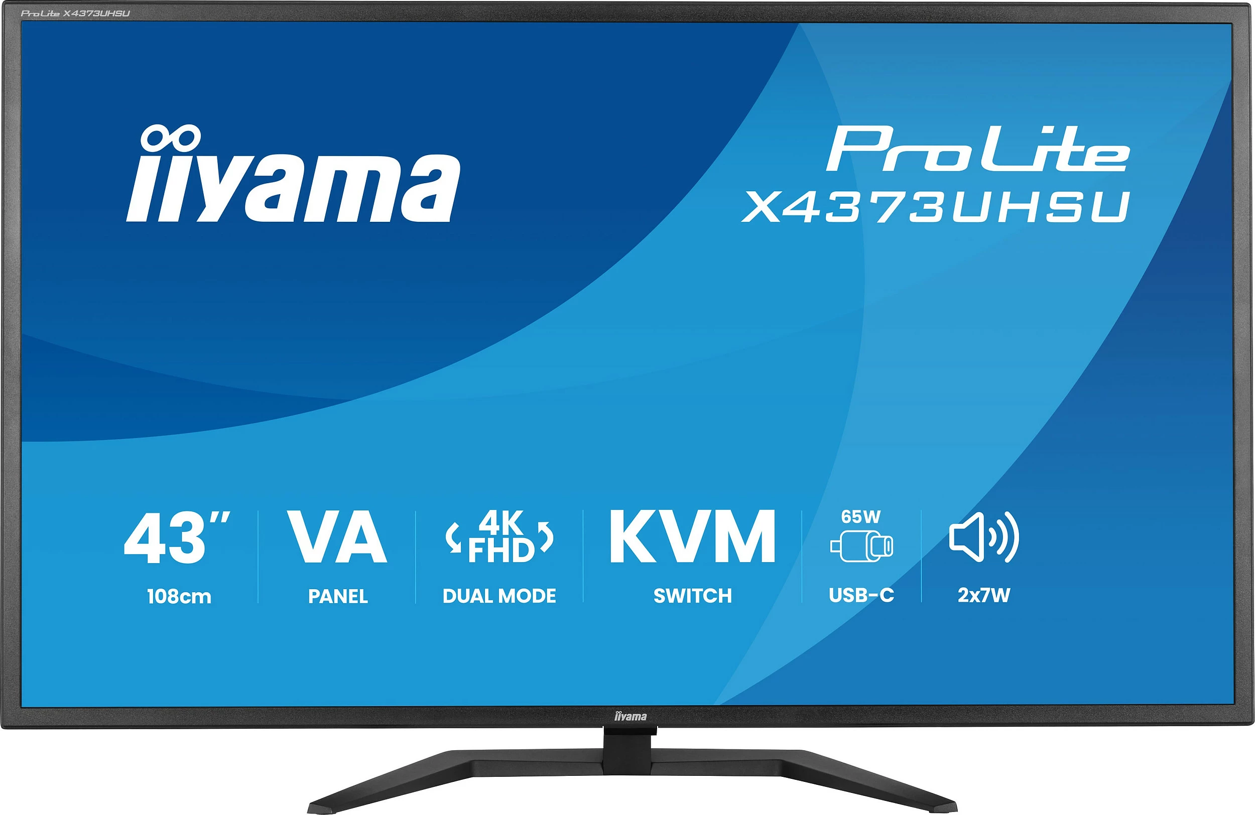 Monitor iiyama ProLite X4373UHSU-B2, 43" 4K UHD, VA, USB-C, KVM, altoparlantë, i zi mat