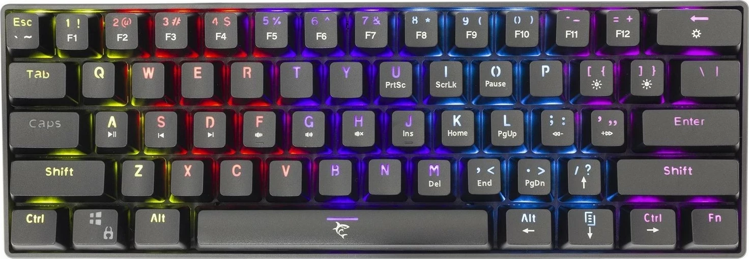 Tastierë mekanike White Shark Black Shark Shinobi, 60%, Outemu Brown, RGB, e zezë