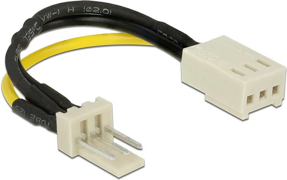 Kabllo zgjatëse ventilatori DeLOCK 83656, 3-pin Mashkull në 3-pin Femër, 0.08 m, me rezistencë 7V, Zi/Verdhë