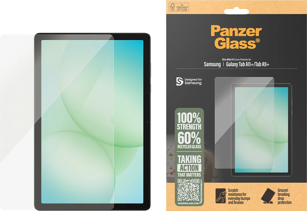 Mbrojtës ekrani PanzerGlass Ultra-Wide Fit për Samsung Galaxy Tab A9+ 5G / Tab A11+ 5G, transparent