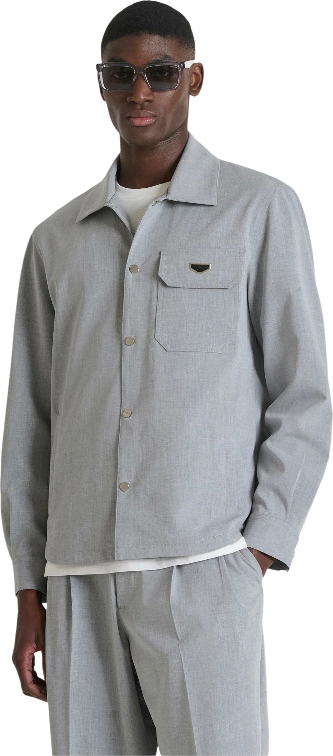 Këmishë për meshkuj Antony Morato Tirana Regular Fit MMSL00787-FA600295, gri e çelët [Madhësia: L]