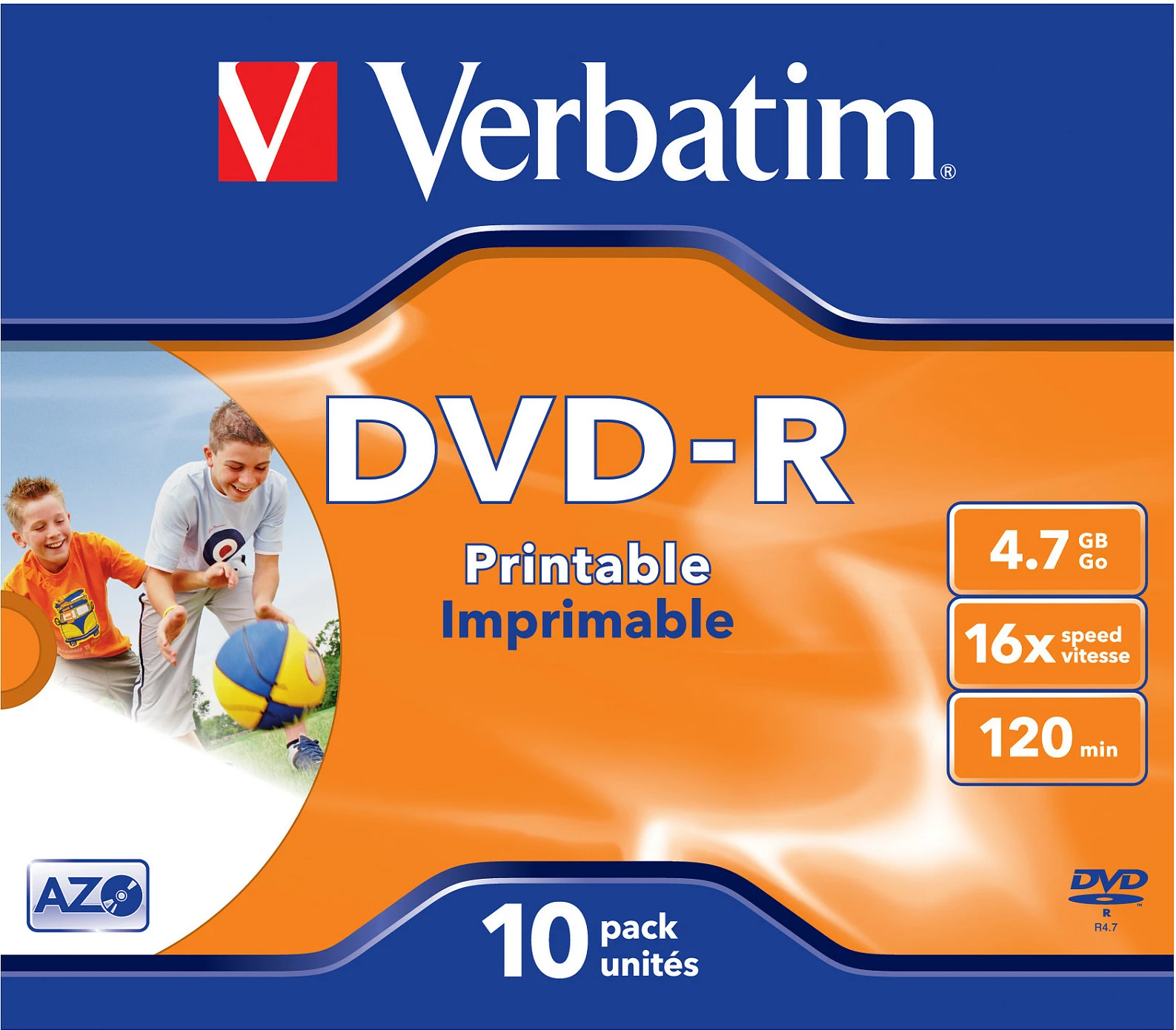 DVD-R Verbatim 43521, Printable, 4.7GB, 16x, 10 copë