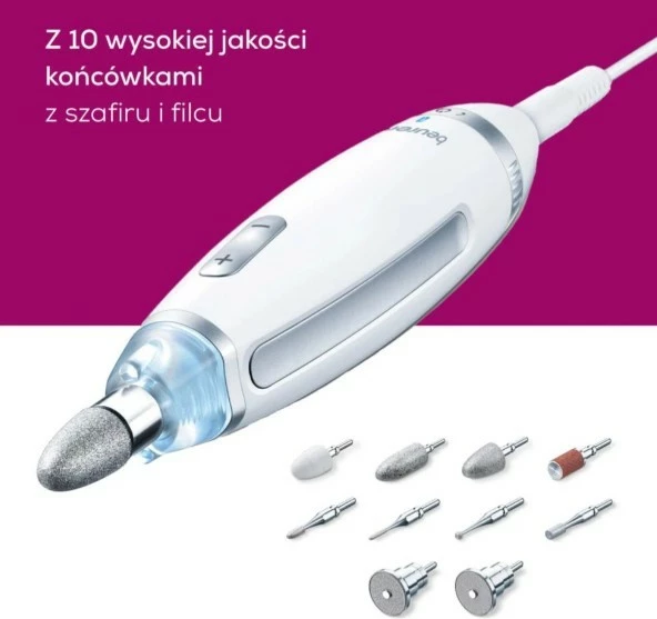Set manikyr/pedikyr Beurer MP62, i bardhë me 10 maja dhe etui
