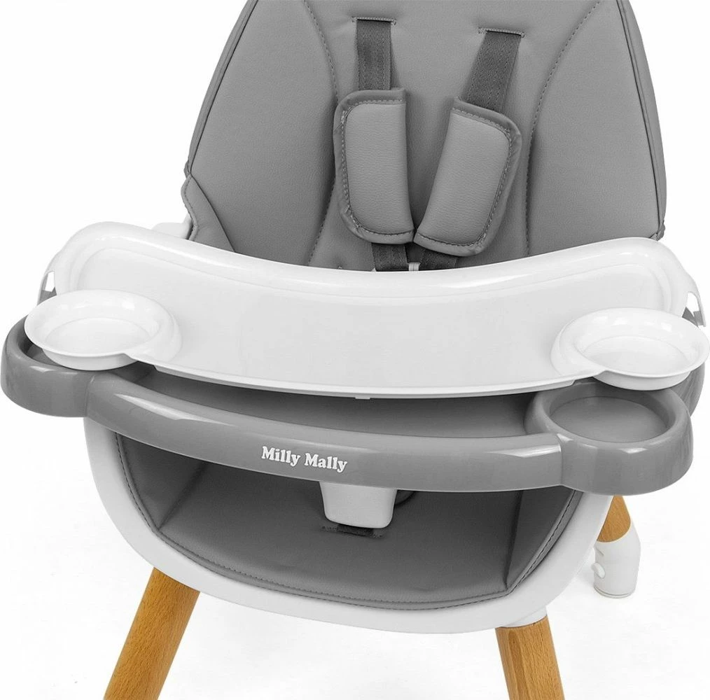 Karrige ushqimi 2-në-1 Milly Mally Malmo, deri 25 kg, gri