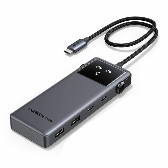Hub USB-C UGREEN Uno 35998, 6-në-1, 2x USB-C 10Gbps, 2x USB-A 10Gbps, HDMI 4K@60Hz, USB-C PD 100W, gri e errët