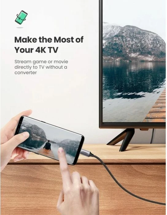 Kabllo USB-C në HDMI UGREEN 50570, 1.5 m, 4K@60Hz, gri, me kuti