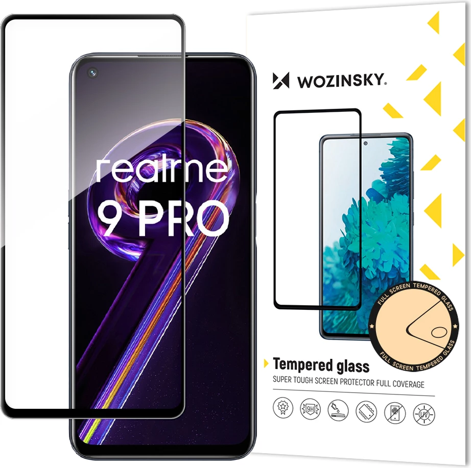 Mbrojtës ekrani xhami Wozinsky për Realme 9 Pro, Full Glue, i zi