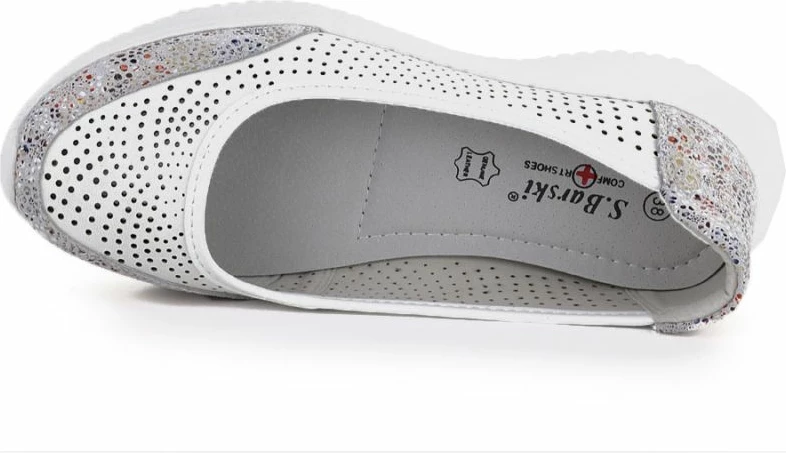 Këpucë lëkure për femra S.Barski 7036, të bardha