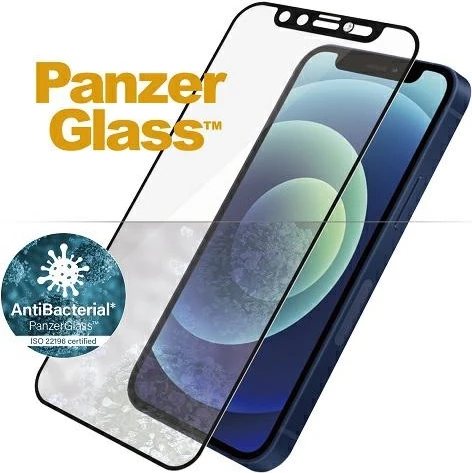 Xham mbrojtës PanzerGlass për iPhone 12 mini, Microfracture, antibakterial, me mbulesë kamere Swarovski, kornizë e zezë