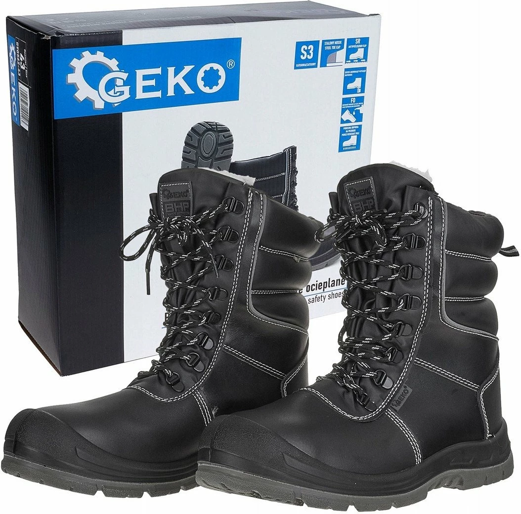 Çizme pune Geko 9503HA S3 SR FO nr.43, të izoluara, me majë çeliku, të zeza