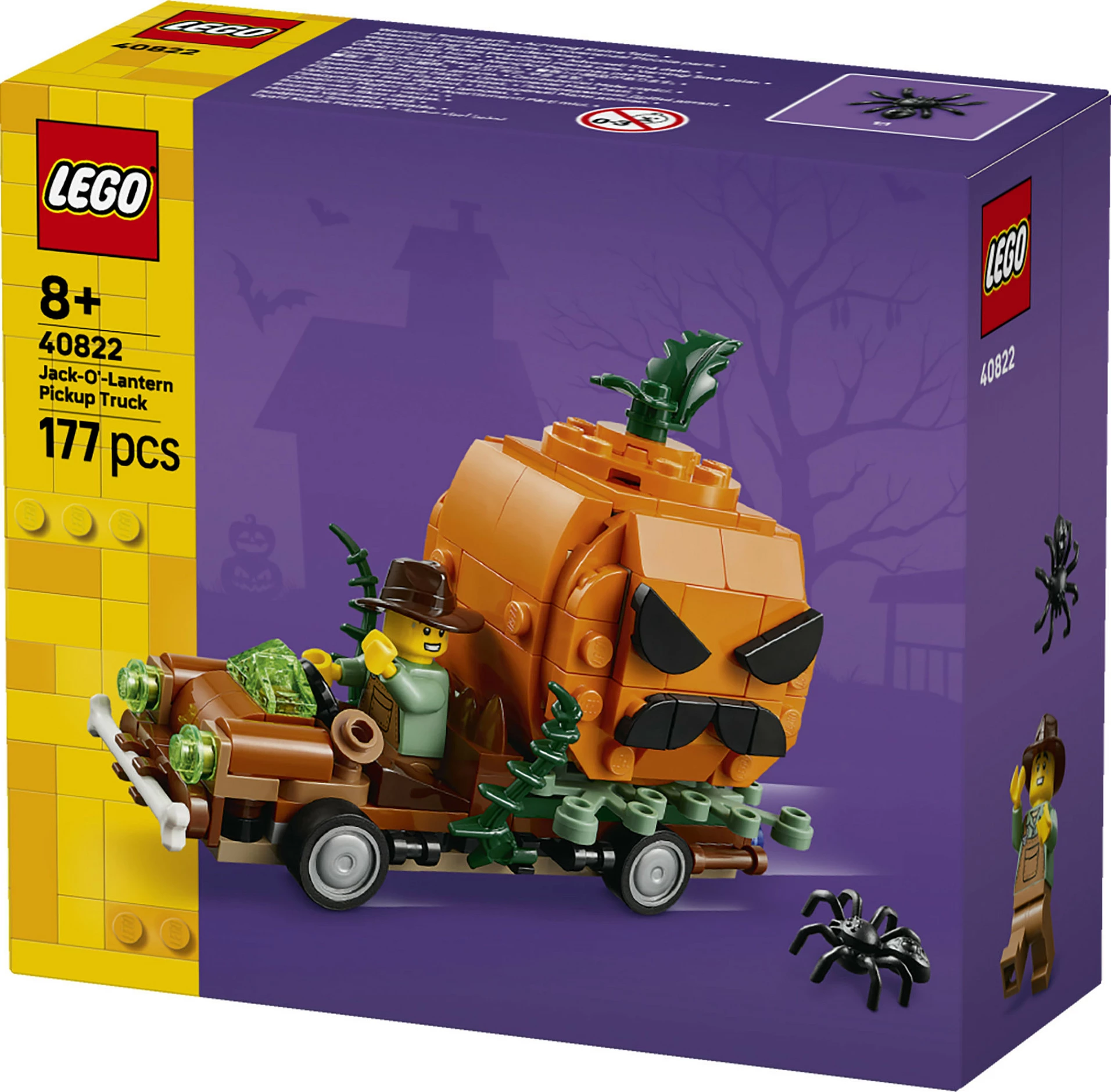 Set ndërtimi LEGO 40822 Jack-O-Lantern Pickup Truck, 177 pjesë, 8+, portokalli