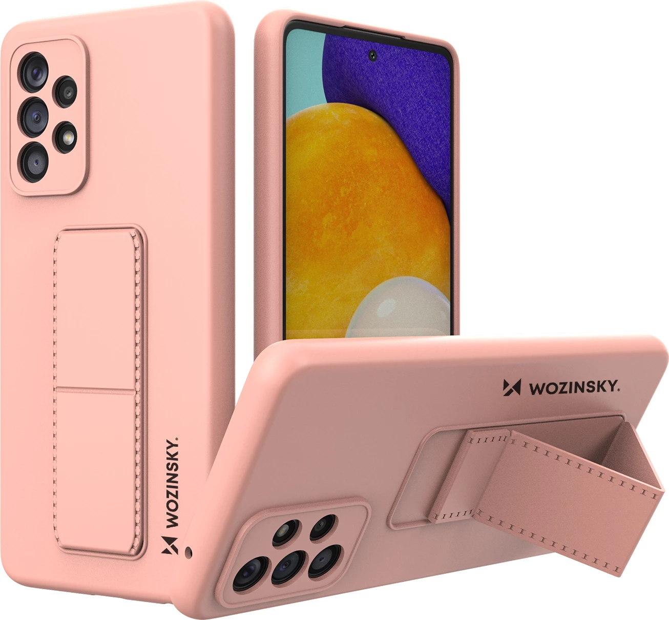 Mbështjellës Wozinsky Kickstand Case për Samsung Galaxy A73, silikon, rozë