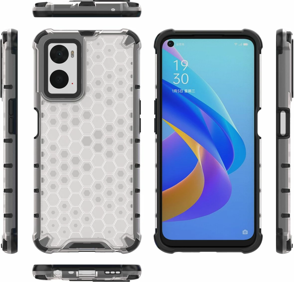 Mbështjellës Hurtel Honeycomb për Oppo A76 / Oppo A36 / Realme 9i, Transparent