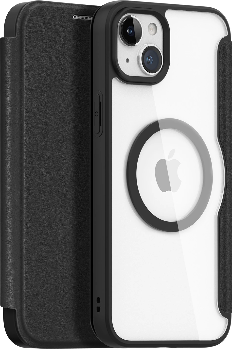 Mbështjellës me kapak magnetik MagSafe, Dux Ducis, Skin X Pro, për iPhone 15, me qëndrim dhe xhepa për karta/portofol, e zezë