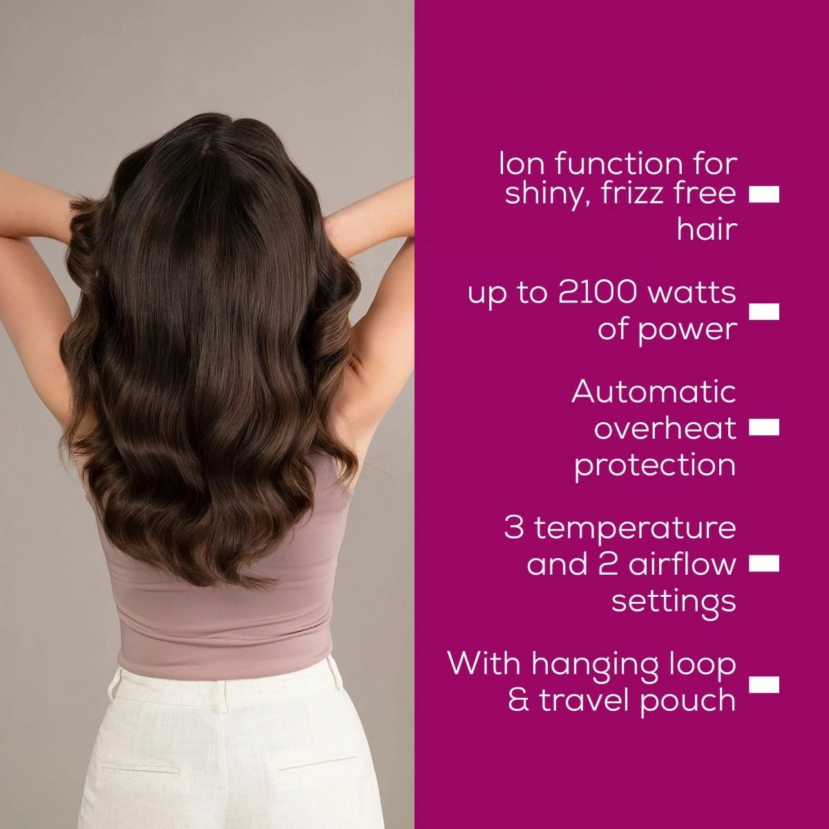 Fen Beurer HC70 2100W me jonizim, difuzor + koncentrator, Gold, set me çantë