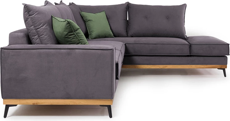 Kënd divani Luxury II këndi majtë, pëlhurë, ngjyrë gri e errët-gjelbër e errët, 290x235x95cm