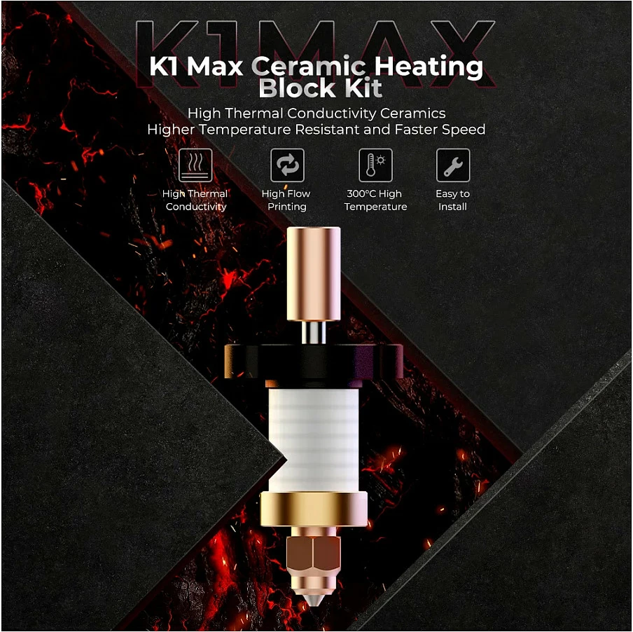 Bllok ngrohës qeramik Creality K1 Max, kit, 1 copë, i kuq