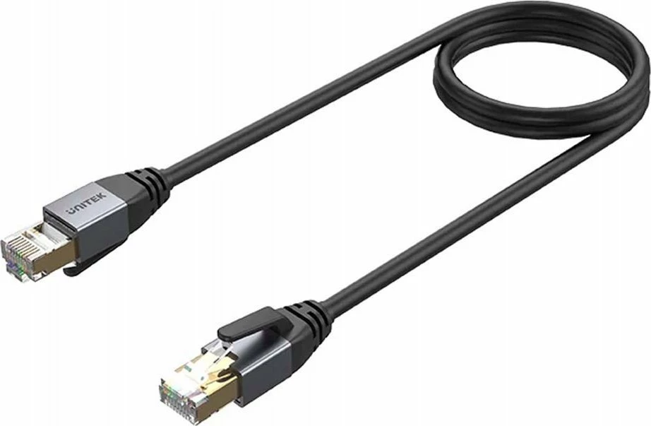 Kabllo Ethernet Unitek Cat.8 S/FTP RJ-45 Patchcord 1.5 m, e zezë, 1 copë