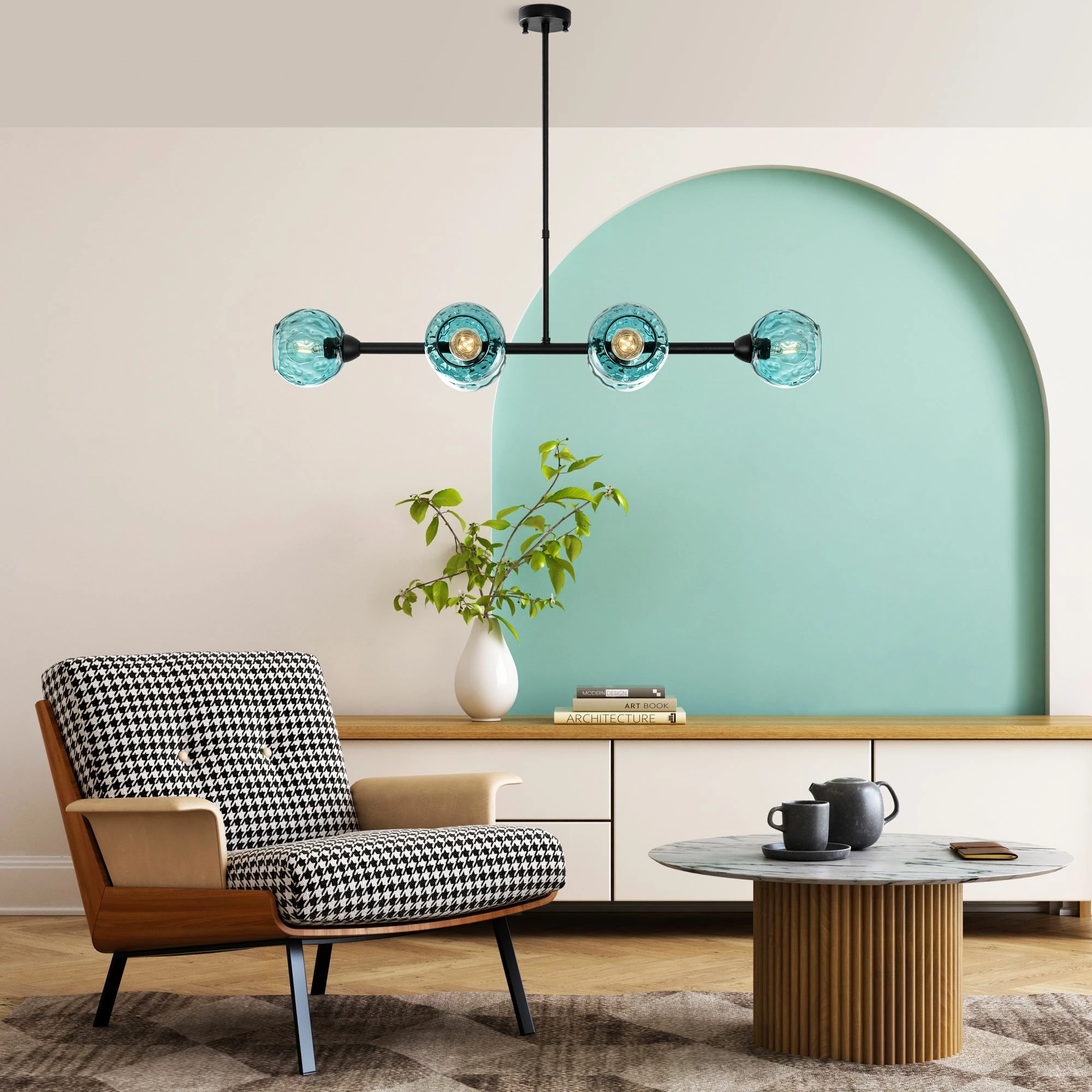 Llambë varëse Opviq Benek, blu e zezë, 103x40x74cm