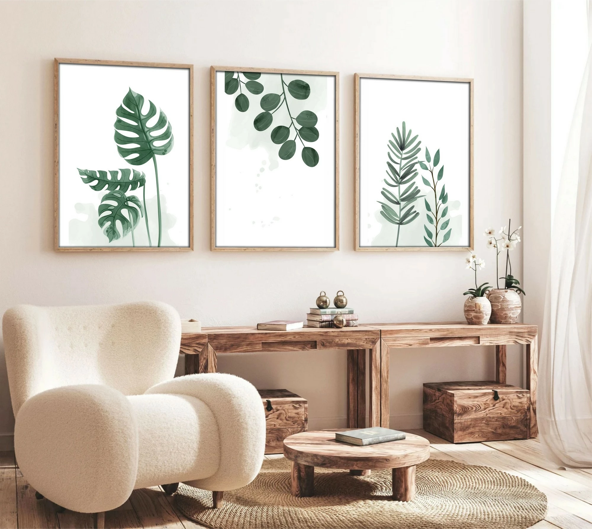 Pikturë dekorative me kornizë MDF (3 copë), Wallity, Huhu193, 30x40