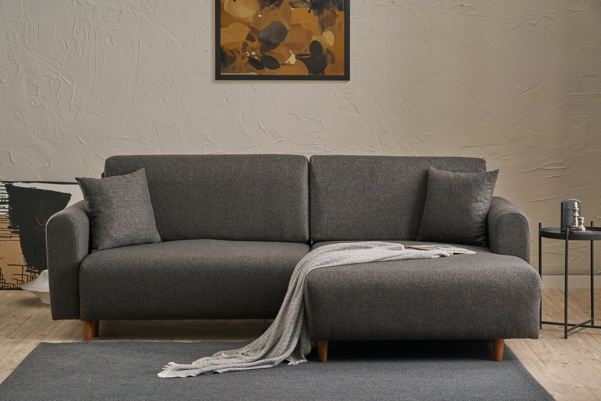 Kënd-sofë krevati Atelier del Sofa, mane djathtas, ngjyrë antracit