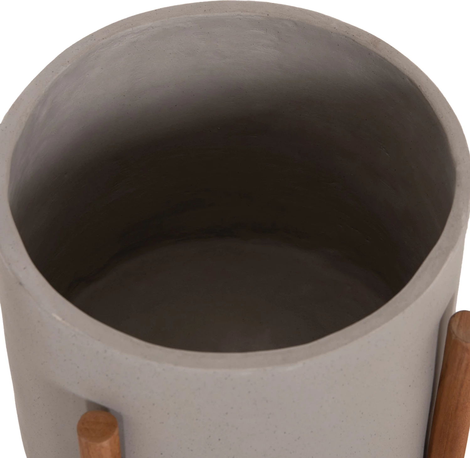 Vazo e brendshme RENTIL, fibër-cement, ngjyrë gri, bazë dru tik, Φ27x56Hcm