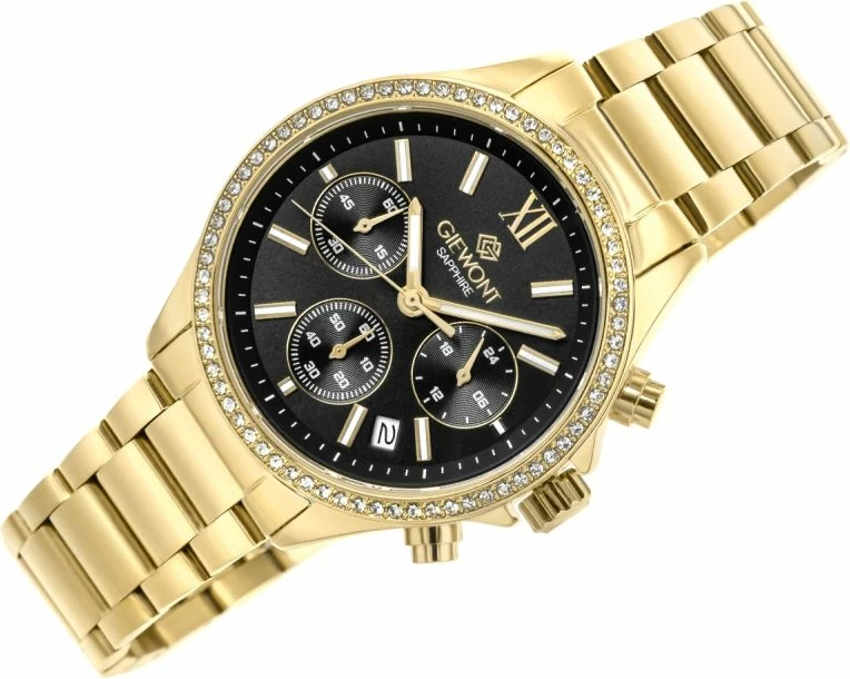 Orë dore femrash Giewont GW3670-B3, e zezë dhe e artë, set