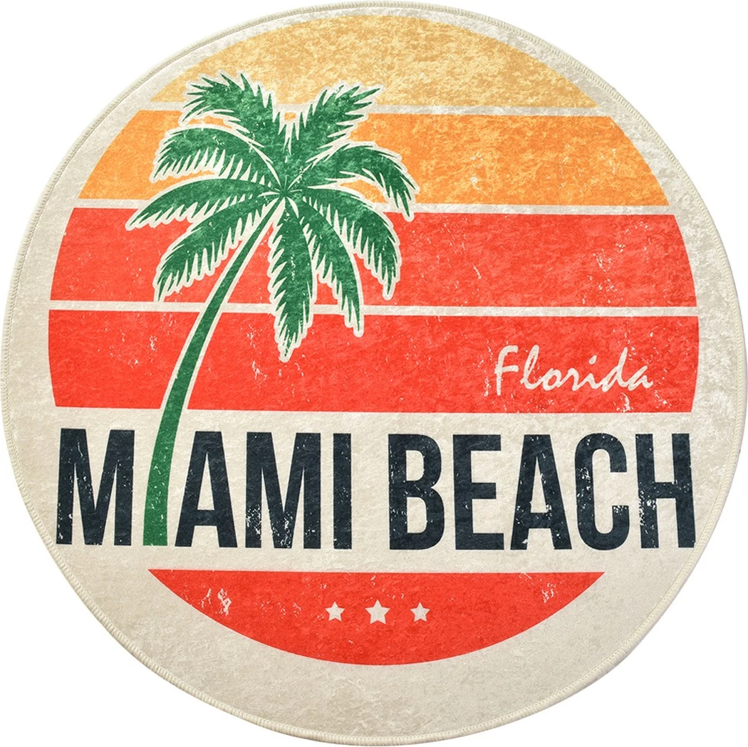 Tapet për banjo, dizajn Miami Beach, shumëngjyrësh, 140cm