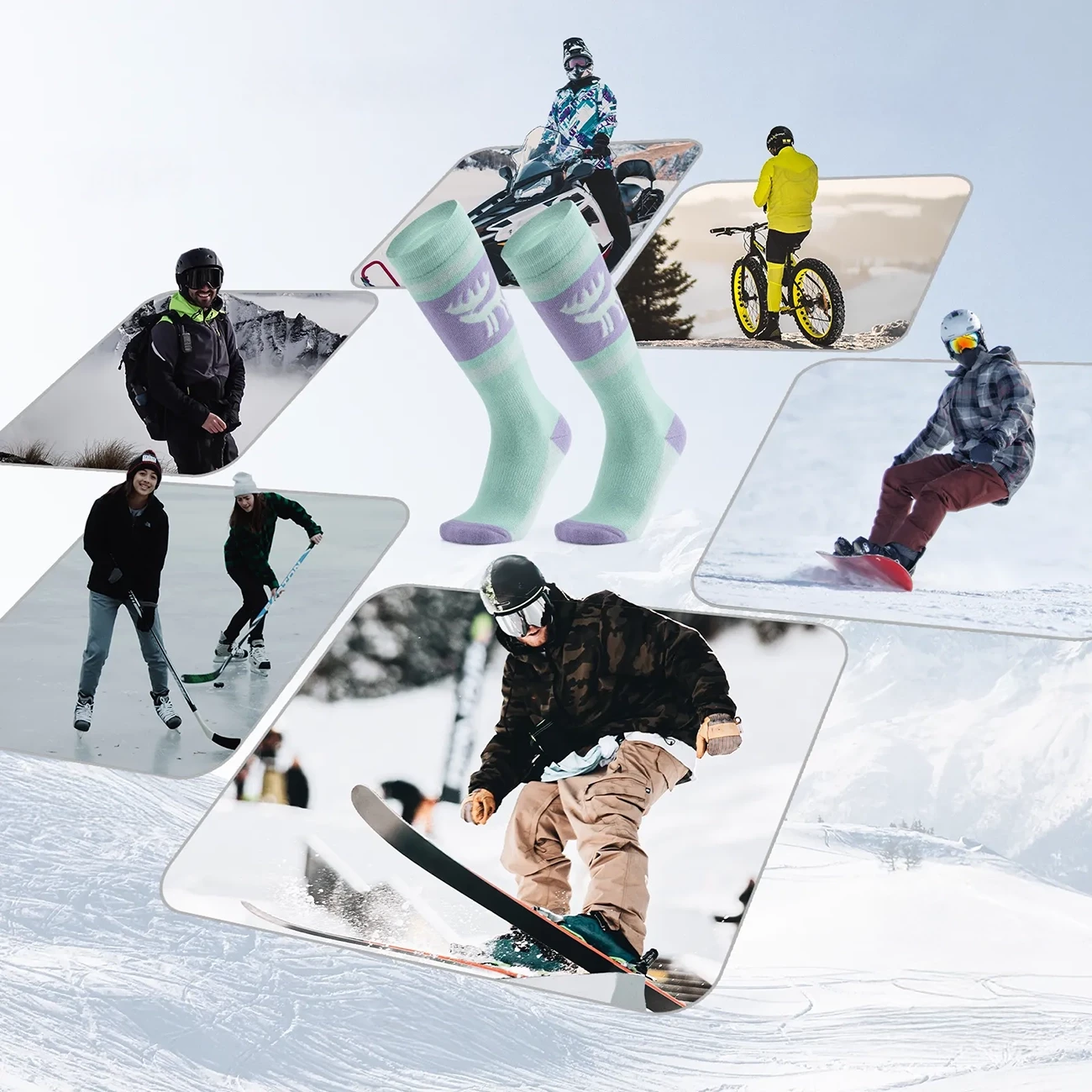 Çorape skije termale Qunature 037202 me lesh merino L/XL (43-48) lejla-jeshile