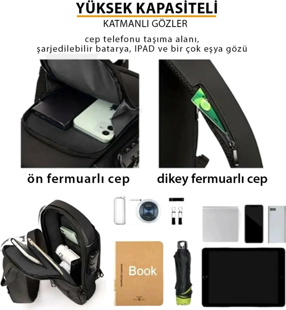 Çantë shpatullore dhe mini backpack unisex Torz, e zezë