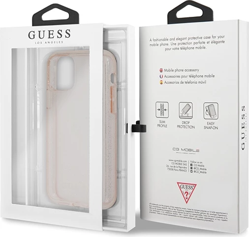 Mbështjellës Guess GUHCN58PCGLPI për iPhone 11 Pro, Glitter, Rozë