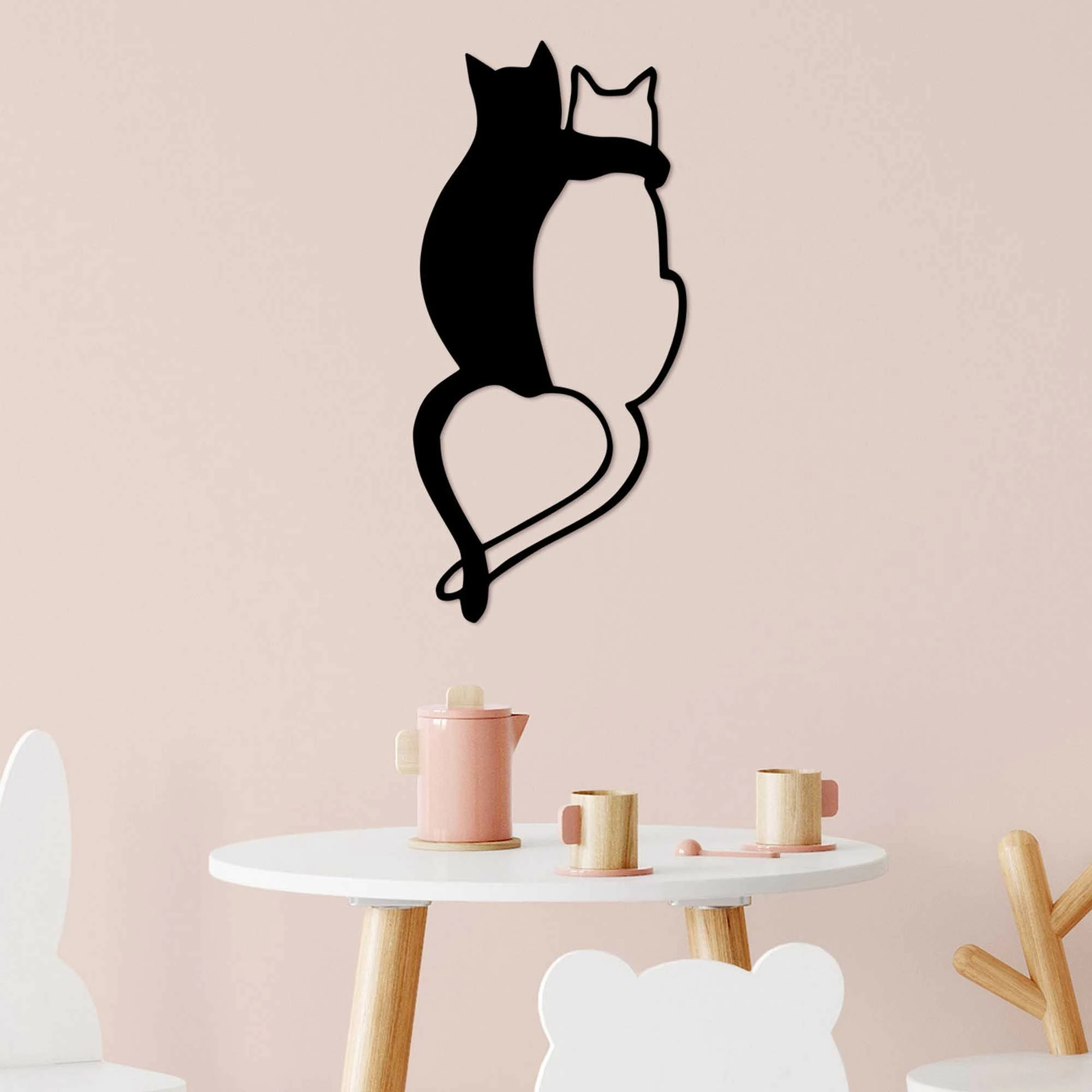 Aksesor dekorativ metalik për mur, Love Cats - 478