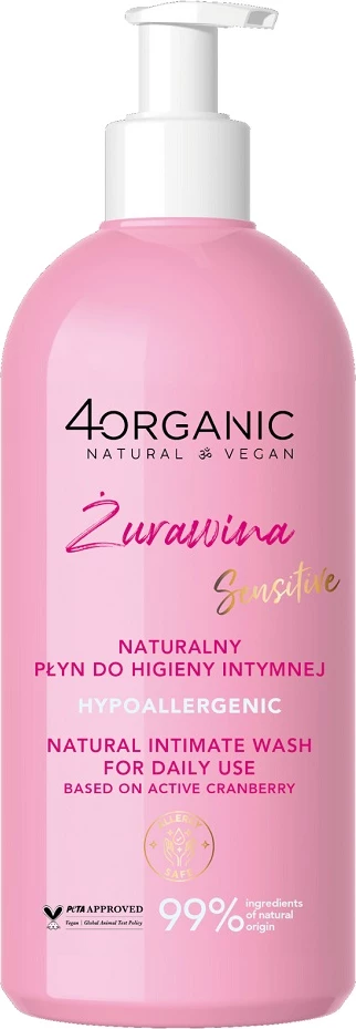 Lëng për higjienë intime për femra 4organic Cranberry, 350ml