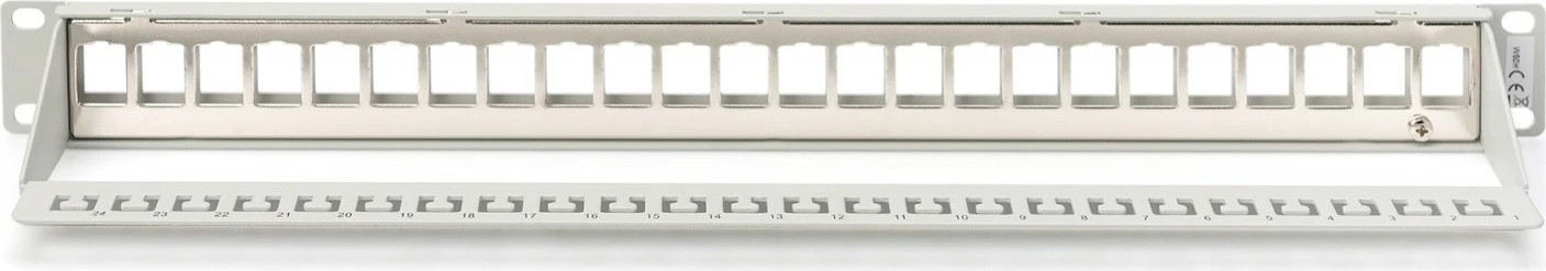 Patch panel Digitus DN-91410, 24 porta, modular, 1U, për module keystone, gri