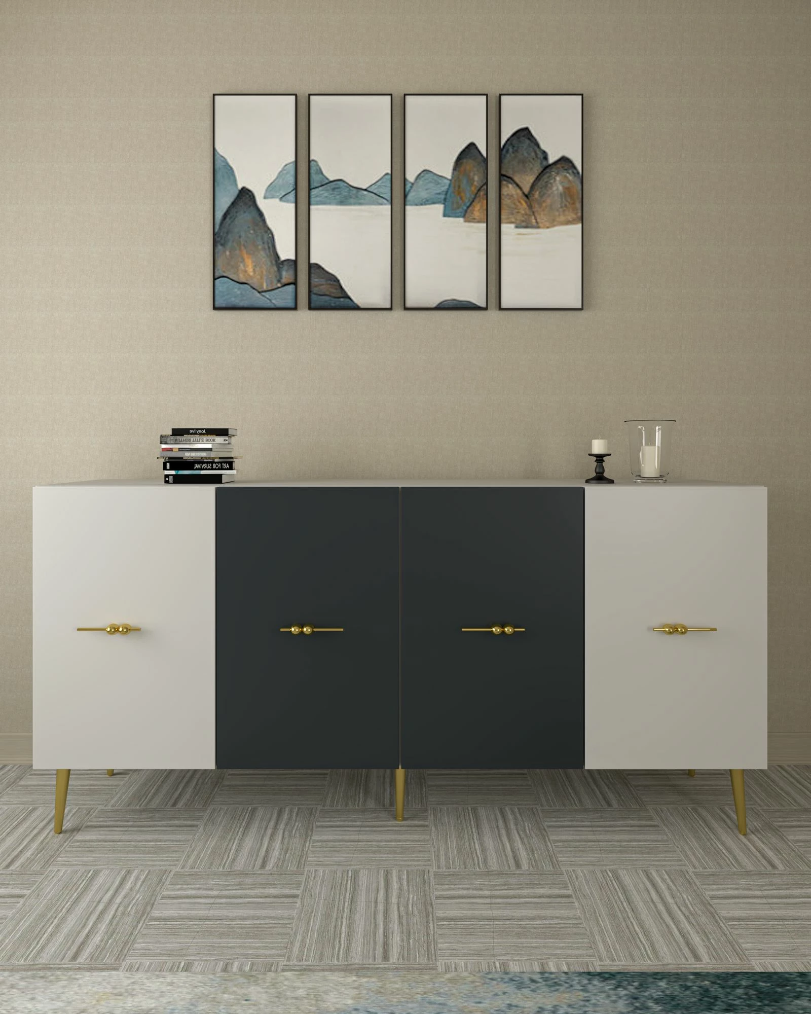 Konsol Skye Decor, Loop KB150, e bardhë, antracit