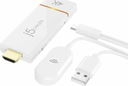Adapter wireless display j5create ScreenCast JVAW76-N, 4K UHD 3840x2160, HDMI, Wi‑Fi 802.11ac, i bardhë, set 1 copë